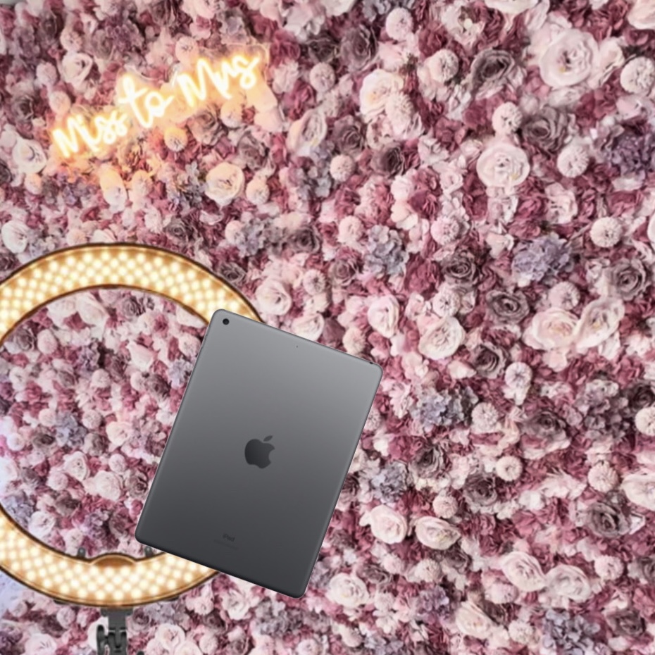 Flower Wall, Neon Sign, and Ring Light Photo Booth Rental Easy Breezy Bash Co Event Rentals